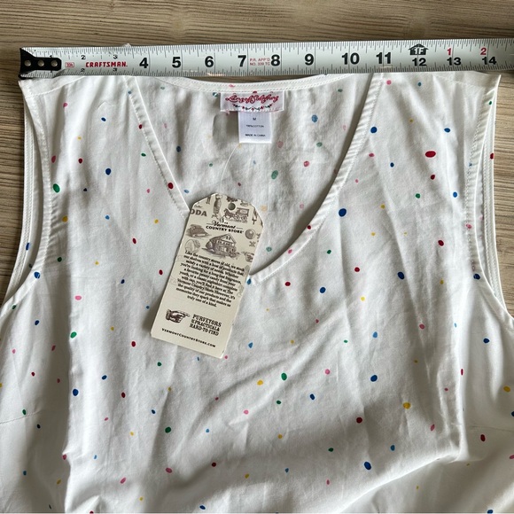 Lanz of Salsburg // Cotton White Long Dress V Neck Sleeveless Floral Size M - Picture 10 of 13